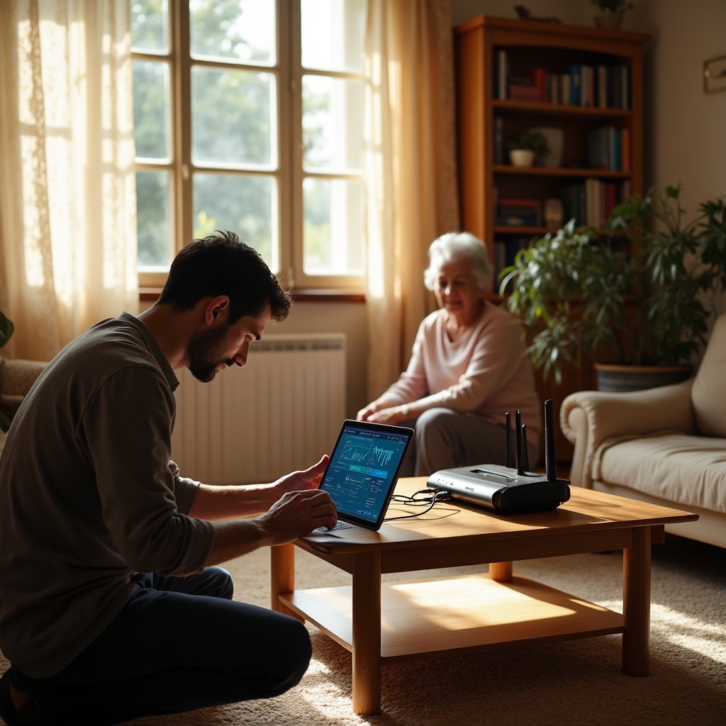 Prima visita del tecnico a casa di una persona anziana per valutare i dispositivi